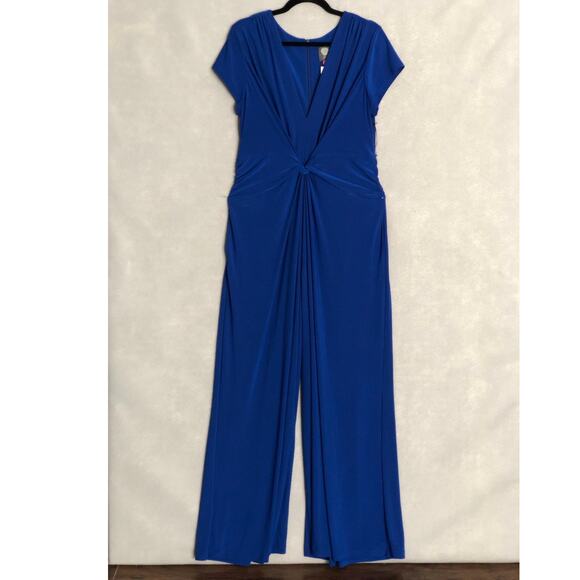 Vince Camuto Women's XL Tie Front Jumpsuit Royal Blue - Picture 1 of 7